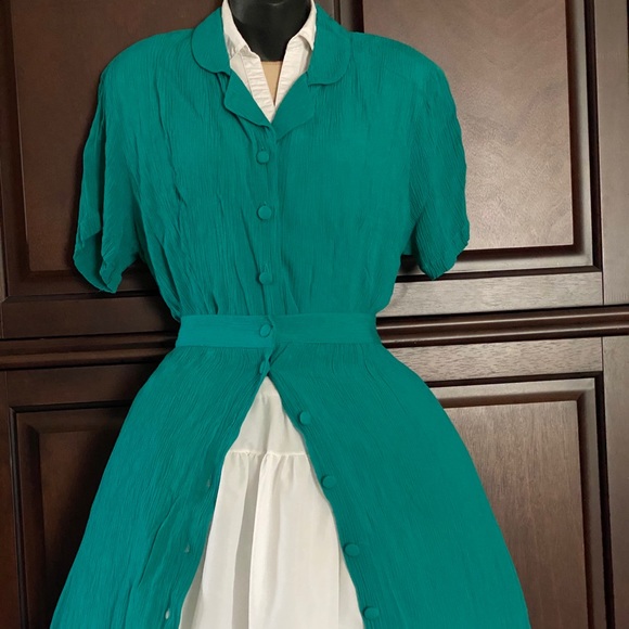 SAG HARBOR 2-pc green hobo bohemian maxi dress M - Picture 2 of 16